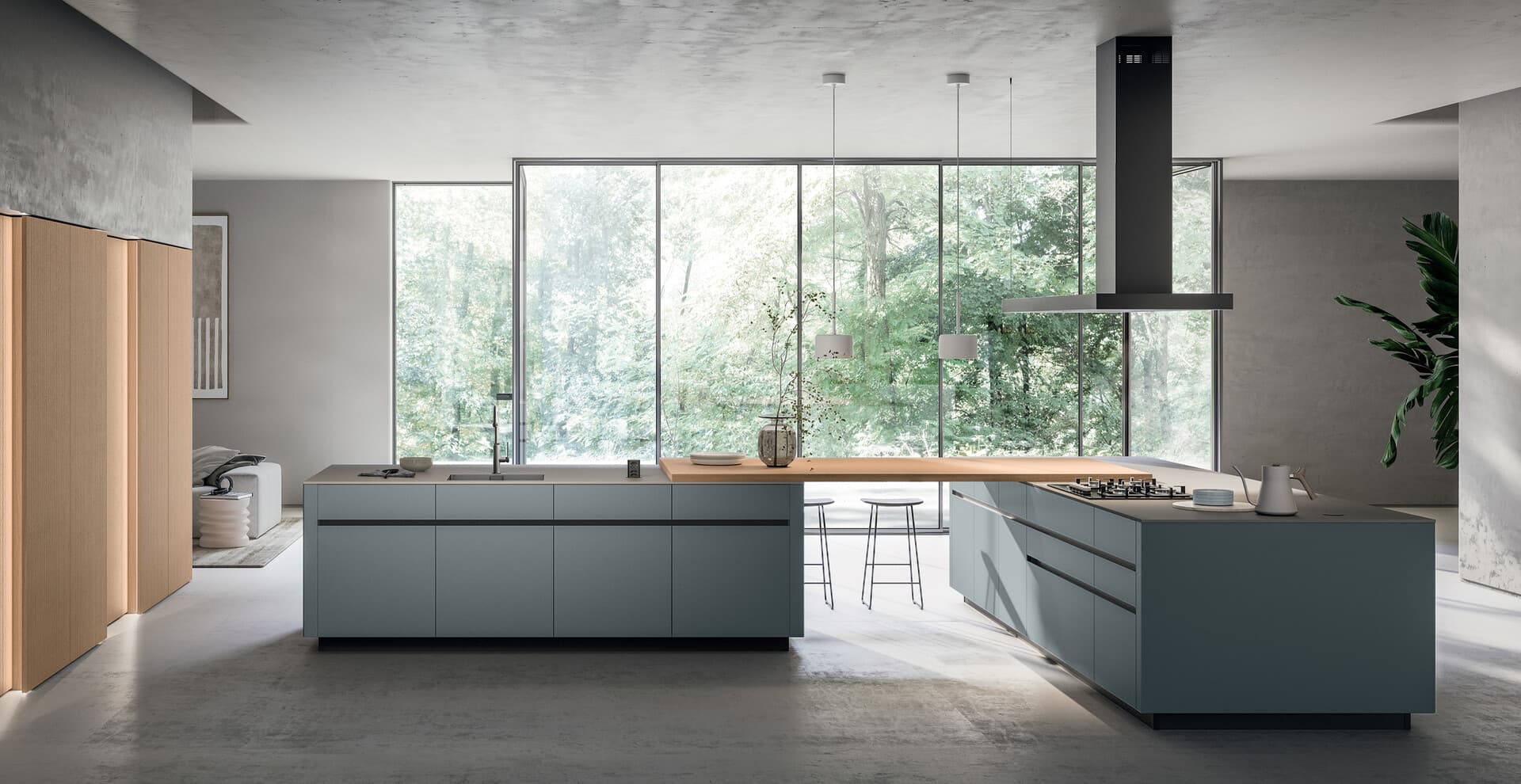 Cucina lineare total black
